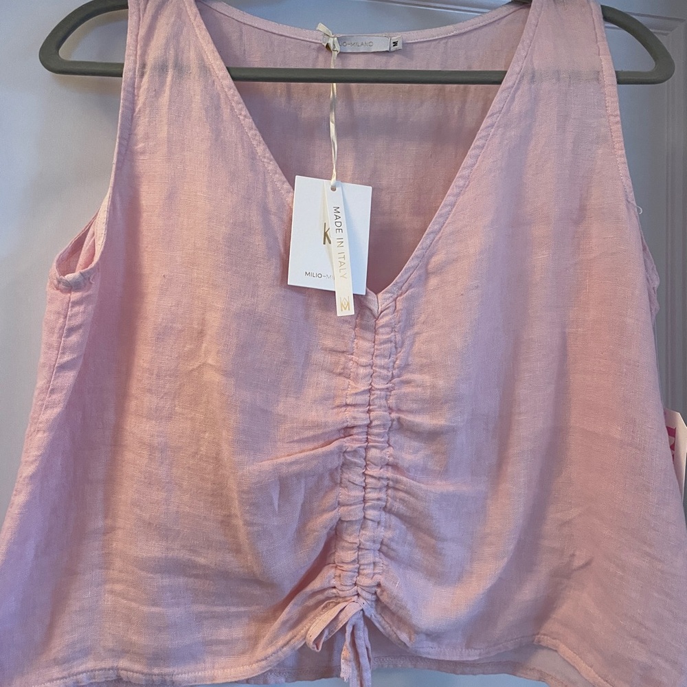 Blush Pink Ruched Tank Top by Melograno